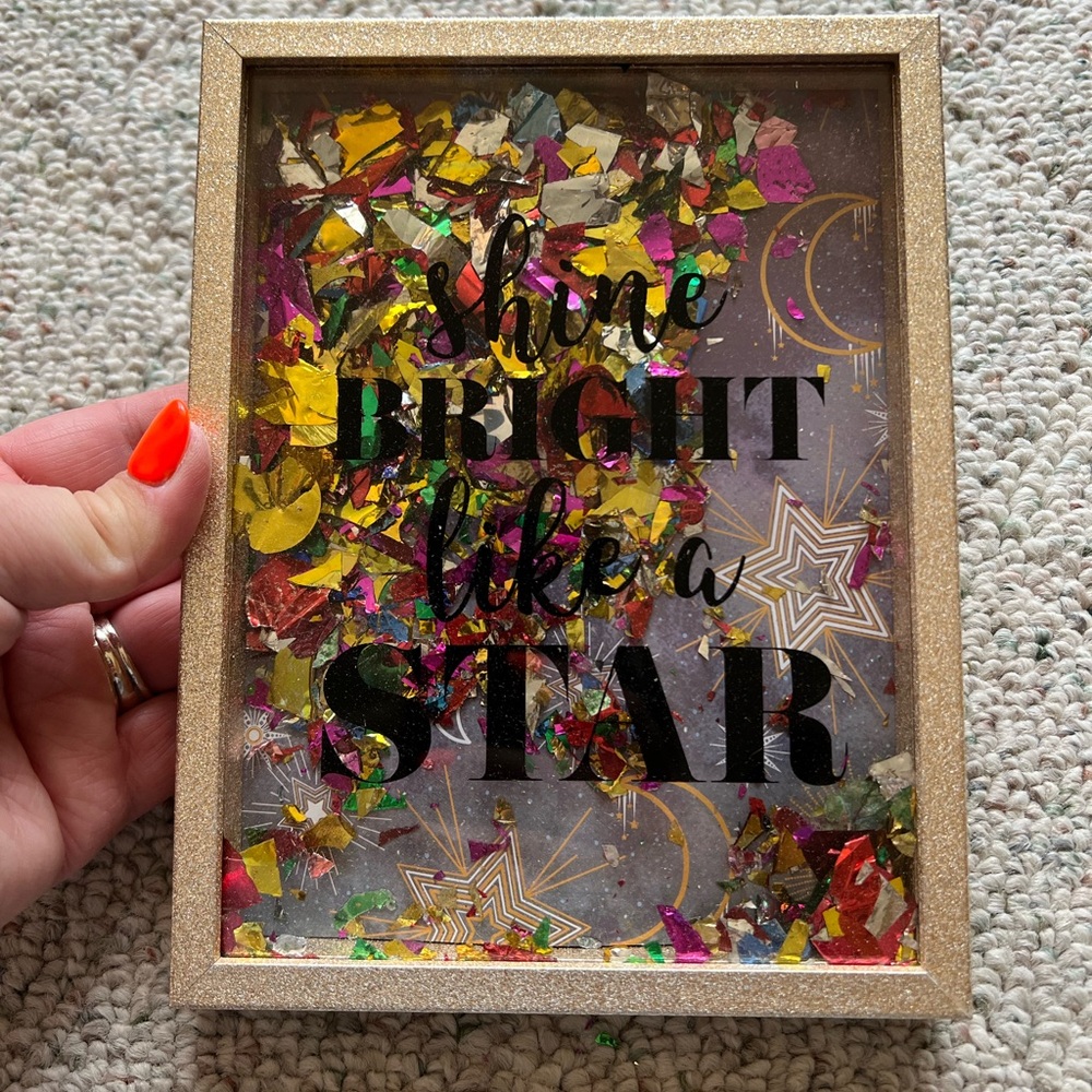 Shine Bright Like A Star Glitter Confetti Table Plaque